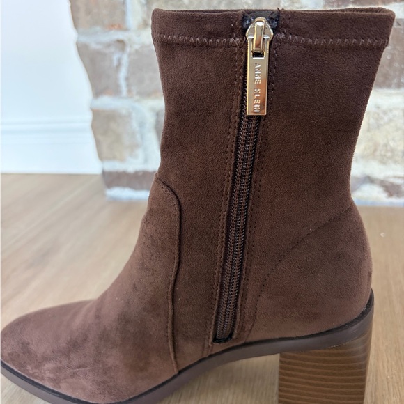 Anne Klein Chocolate Suede Ankle Booties - Picture 2 of 7